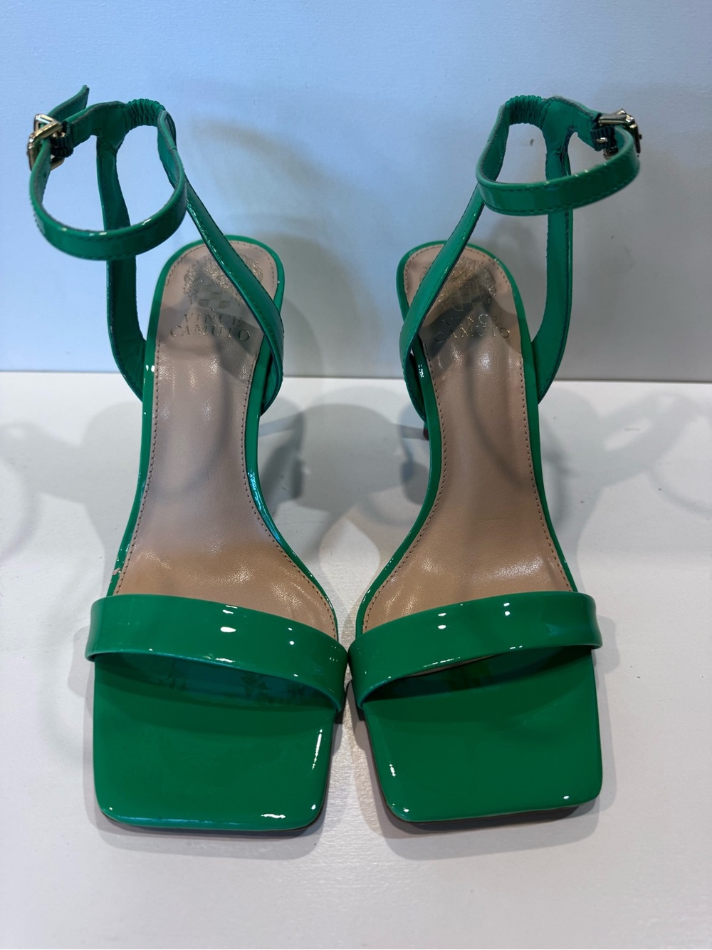Vince Camino Green Patent Ankle-Strap Stiletto Sandals - Womens Size 8 - Picture 2 of 4